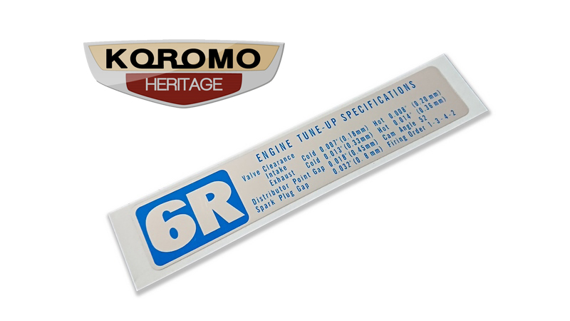 Toyota 6R Engine Valve Clearance Decal